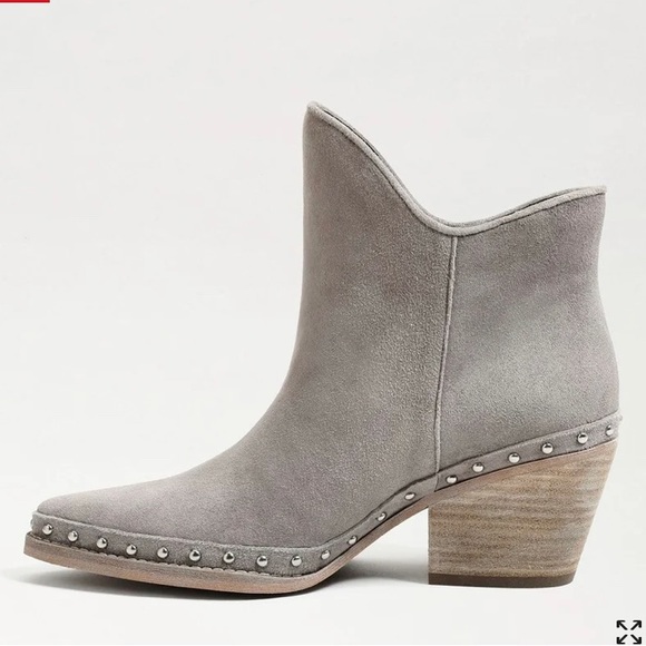 Sam Edelman Willie Pointed Toe Western Block Heel Womens Fringe Ankle Bootie - Picture 1 of 8